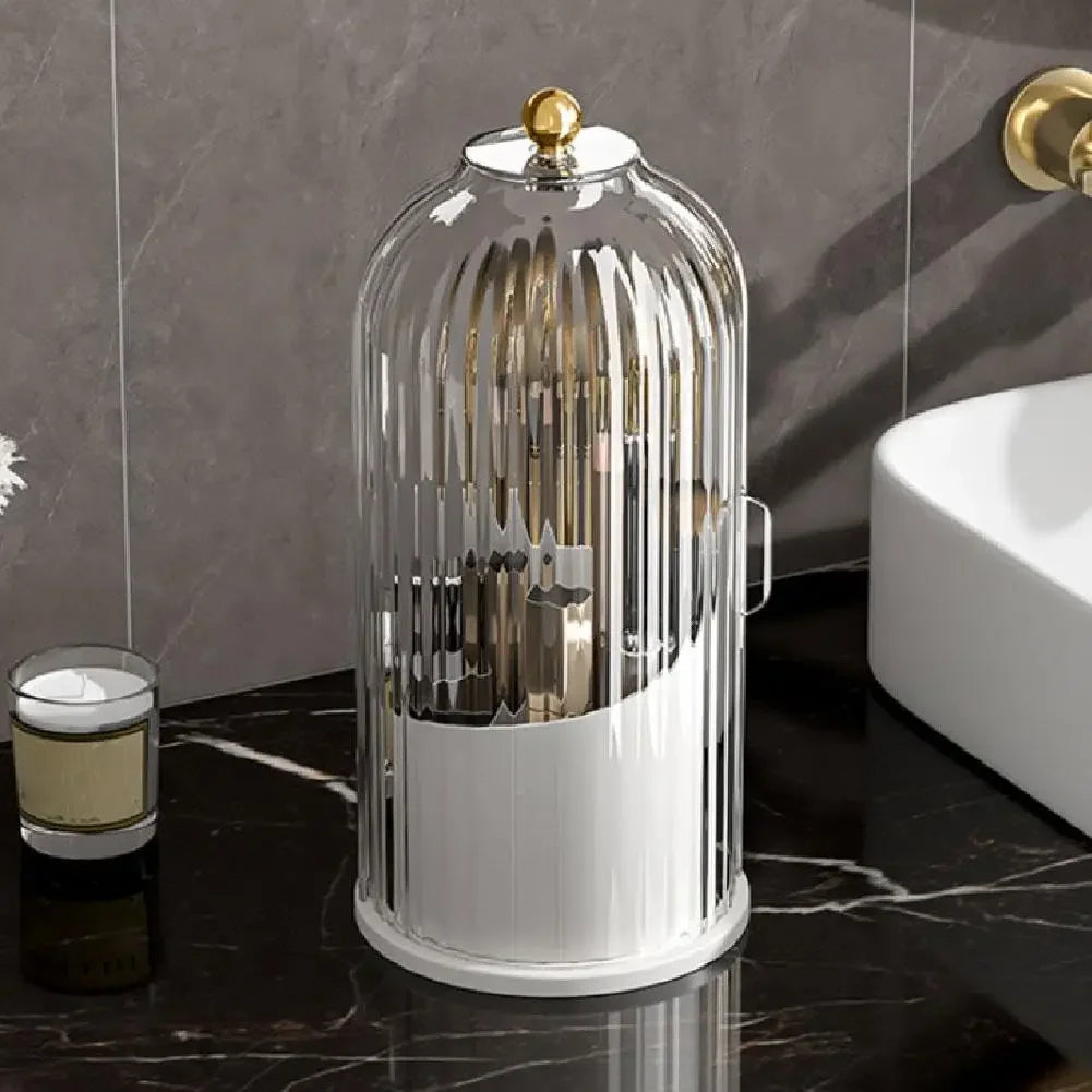 Concealed Toothbrush Holder Tooth Brush Holder with Sliding Lid Makeup Brush Holder with Cover 360° Rotating Dustproof