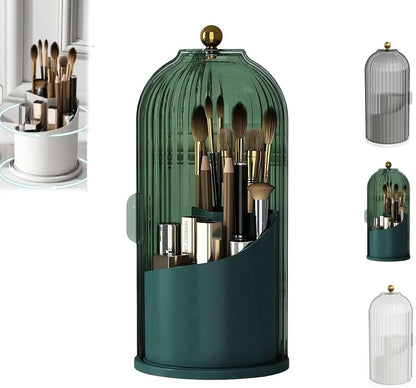Concealed Toothbrush Holder Tooth Brush Holder with Sliding Lid Makeup Brush Holder with Cover 360° Rotating Dustproof
